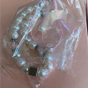 8 year old Birthday Pearl Bead Bracelet with Pink Cord